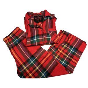 Victoria's Secret Pajama Set Red Plaid Christmas Holiday Y2K Size M Cotton